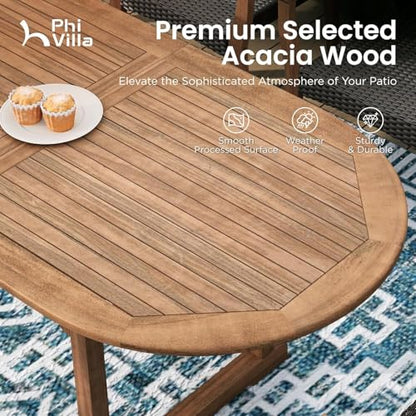 Outdoor Dining Set for 8, Expandable Acacia Wood Table & Chairs | 9pc teak patio furniture set. Large farmhouse set for deck, porch, backyard