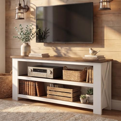 63" TV Stand for 55/65/75" TVs, Farmhouse Entertainment Center, view 2