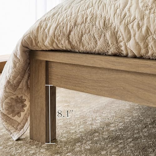 Full Bed Frame with Headboard Wood, view 5