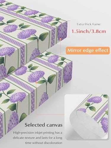 NuYeBiofx Watercolor Hydrangea Flower Canvas Wall Art Prints,40"x28" Framed Picture Artwork Spring Floral Leaves on Linen Printed Canvas Oil Painting for Living Room Bedroom Office,Ready to Hang