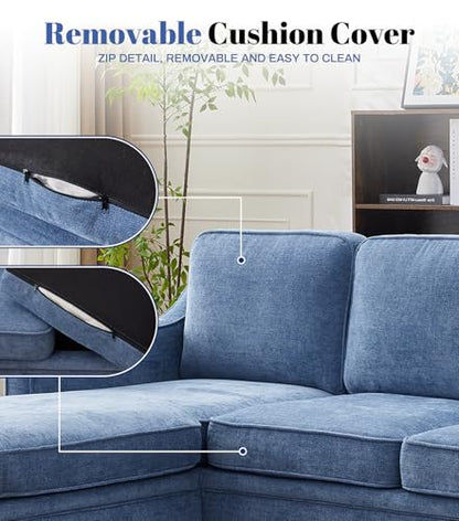 88" L-Shape Sofa, Chenille Sectional Couch, Mid Century Modern Couches with Solid Wood Frame for Living Room Bedroom