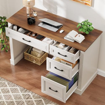 Farmhouse 47" Executive Desk with A File Drawer, Unique White., view 5