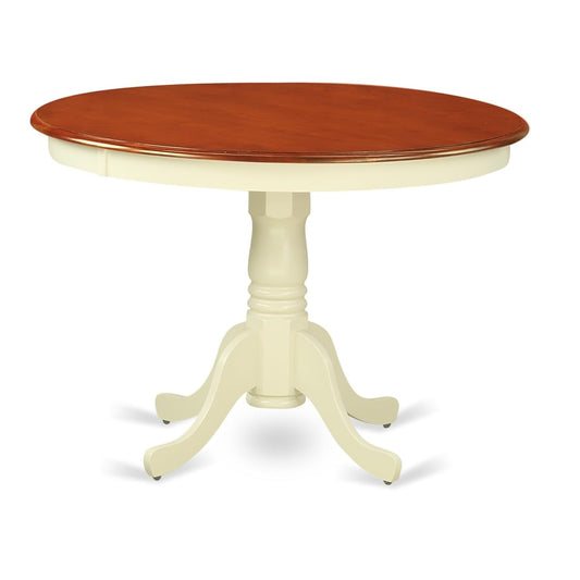 HLCL5-BMK-W-VV 5PC Round Dining Set with Buttermilk and Cherry Finish - Space-Saving Design, Hardwood Chairs, Ideal for Limited Spaces