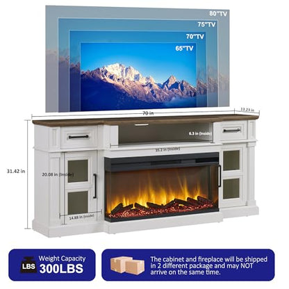 3-Side Fireplace TV Stand for up to 80 Inch TV, view 4