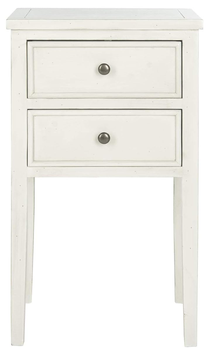 SAFAVIEH Furniture - Toby 2-Drawer Accent Table - White Birch - Solid Wood - Modern Storage Design - Ideal for Living Room, Bedroom, Home Office, 16.9"W x 14.7"D x 29.9"H - Fully Assembled (AMH6625D)