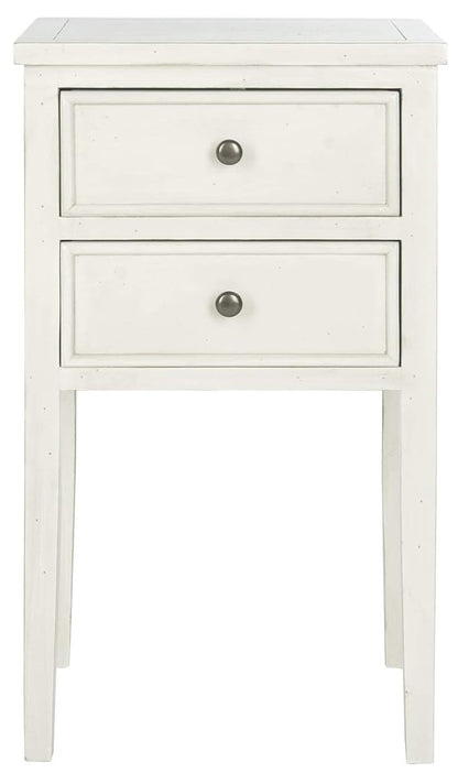 SAFAVIEH Furniture - Toby 2-Drawer Accent Table - White Birch - Solid Wood - Modern Storage Design - Ideal for Living Room, Bedroom, Home Office, 16.9"W x 14.7"D x 29.9"H - Fully Assembled (AMH6625D)