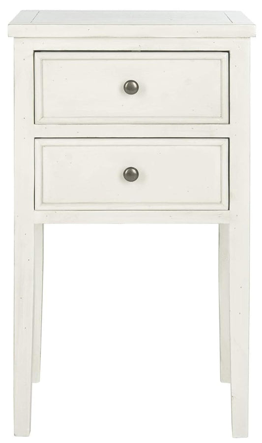 SAFAVIEH Furniture - Toby 2-Drawer Accent Table - White Birch - Solid Wood - Modern Storage Design - Ideal for Living Room, Bedroom, Home Office, 16.9"W x 14.7"D x 29.9"H - Fully Assembled (AMH6625D)