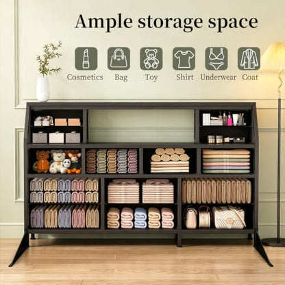 55" W Dresser for Bedroom with 14 Drawers, Chest of Drawers with Open Shelf, view 4