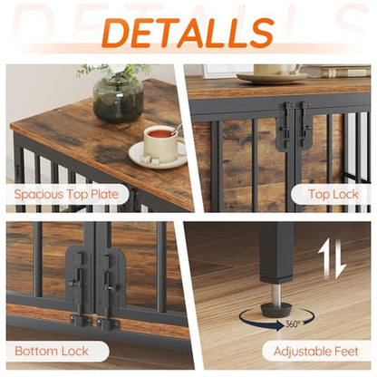38.6" Dog Crate Furniture, Wooden Dog Kennel Indoor, view 6