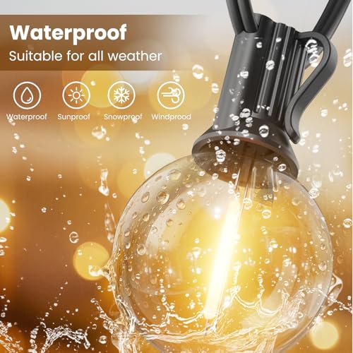 Outdoor String Lights 50 FT, Patio Light with 26pcs G40 Shatterproof LED Bulbs, view 5