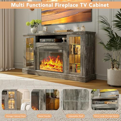 2-in-1 Multifunctional Fireplace TV Stand with 23" Removable Electric Fireplace, view 7