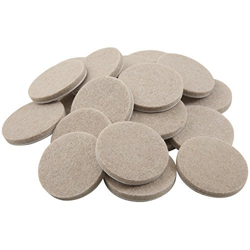 1.5" Round Reusable Felt Furniture Sliders for Hard Surfaces, Noise-Reducing Adhesive Furniture Moving Pads for Beds, Sofas, Dressers, Set of 24, Beige
