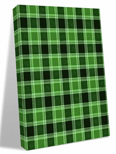 NuYeBiofx Farm Green Dark Checker Plaid Canvas Wall Art Prints,30"x20" Framed Picture Artwork Rustic Buffalo Lattice Printed Canvas Oil Painting for Living Room Bedroom Office,Ready to Hang