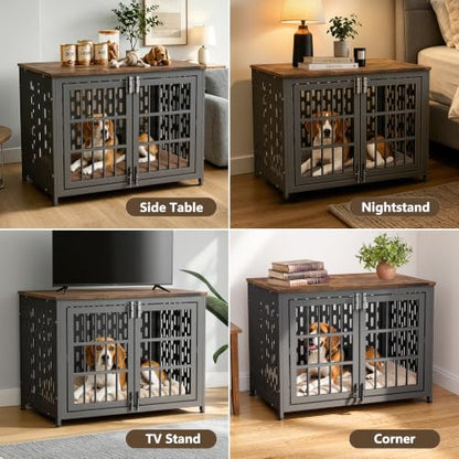 Heavy Duty Dog Crate Furniture 38 inch for Large Dogs, Aged Black, view 8