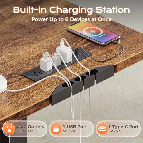 63 x 55 Inch L Shaped Standing Desk with Power Outlets, view 6