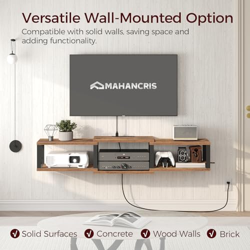 43.7" Floating TV Stand with Power Outlet, Modern Media TV Shelf, view 5