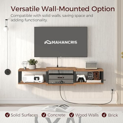 43.7" Floating TV Stand with Power Outlet, Modern Media TV Shelf, view 5