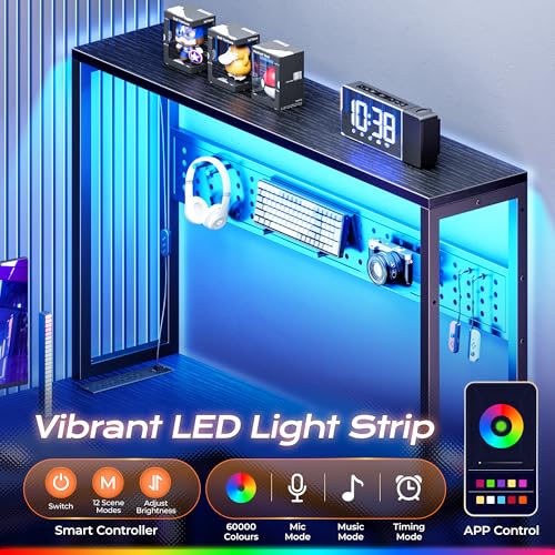 L Shaped Gaming Desk with LED Lights & Power Outlets, view 5