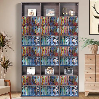 Media Storage Cabinet, 9-Layer DVD Shelf, Adjustable CD Shelves 27 Compartments, view 4
