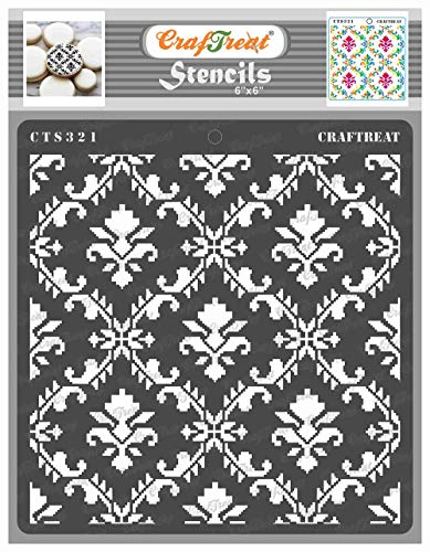 Reusable Linked Chains & Intertwined Pattern Stencils for Painting on Wood, Wall, Furniture, Canvas, Paper, Fabric, Floor & Tile – Pack of 2 Geometric DIY Craft Paint Stencil 6x6 Inches