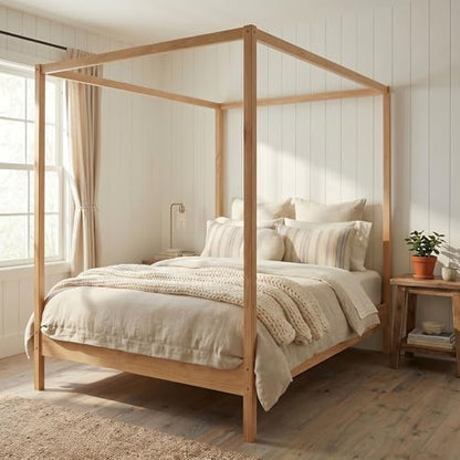 Wooden Canopy Bed with Four Posters, view 4