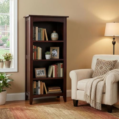 Shaker Cottage 4-Shelf Bookcase, Espresso, 22”W x 48”H, view 7