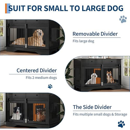 47" Large Dog Crate Furniture, Wooden Dog Kennel End Table, view 6