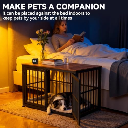 42 Inch Heavy Duty Dog Crate Furniture for Large and Medium Dogs, view 7