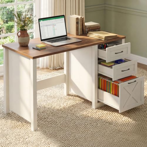 Farmhouse 47” Executive Desk with A File Drawer, Unique White, view 4