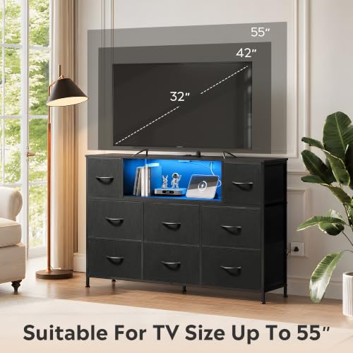 LED TV Stand for 55 Inch TV, 8 Drawers, Black, view 5