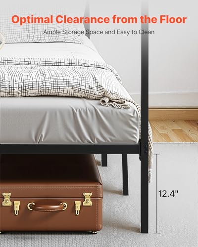Canopy Bed Frame Queen Size, Metal Canopy Bed with Four Posters Design, view 8