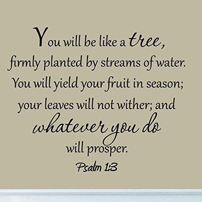 VWAQ You Will Be Like a Tree Living Room Wall Décor Inspirational Quotes Wall Decals Psalm 1:3