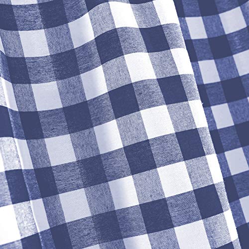 3-Piece Navy Kitchen Tier & Valance Set, 29W x 36L Inches, Checkered Plaid Gingham Design, Farmhouse Tier Panels, Buffalo Cafe Curtain with Swag and Tier Pair Set