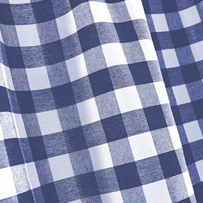 3-Piece Navy Kitchen Tier & Valance Set, 29W x 36L Inches, Checkered Plaid Gingham Design, Farmhouse Tier Panels, Buffalo Cafe Curtain with Swag and Tier Pair Set