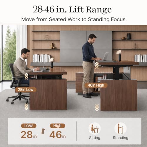 71 Inch L Shaped Executive Standing Desk with Drawers, view 5