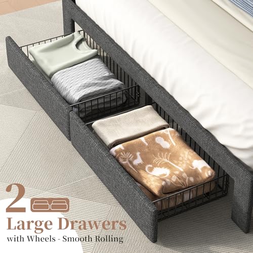 Queen Bed Frame with Storage Headboard, view 8