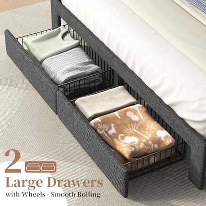 Queen Bed Frame with Storage Headboard, view 8
