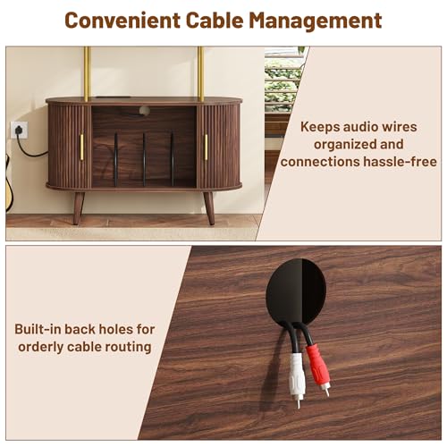 Tall Record Player Stand with Charging Station, view 7
