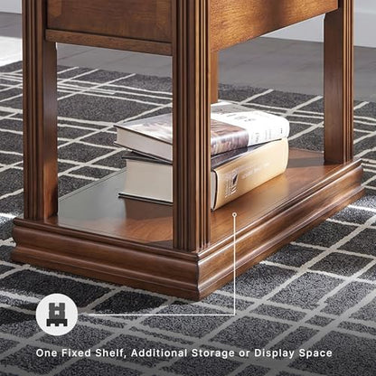 Signature Design by Ashley Breegin Chair Side End Table, 1 Drawer, 1 Fixed Shelf, Veneers, Wood, 13.13" W x 22.13" D x 23" H, Brown