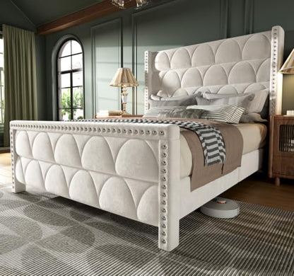 Queen Size Bed Frame with 56" Headboard, view 2