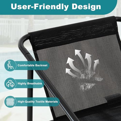 4 Piece Patio Furniture Set, Outdoor Patio Furniture Set with Table and Chairs, Sectional Bistro Sets for Lawn, Garden, Balcony, Pool, Poolside Black
