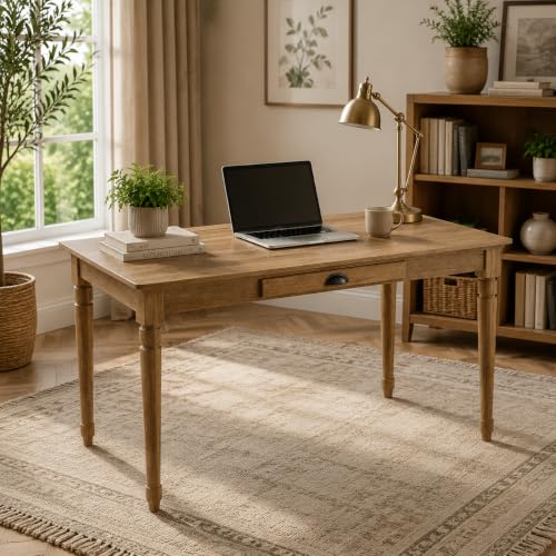 60" Writing Desk, Rustic Vintage Computer Desk with Drawer for Home Office, view 2