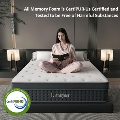 Queen Size Mattress, 12 Inch Queen Mattress in a Box, Cooling Matress with Memory Foam & Individual Pocket Springs for Pressure Relief & Spinal Alignment, Zoned Back Support & Motion Isolation