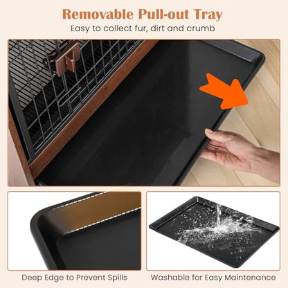 Dog Crate End Table, Wooden Dog Kennel Furniture with Removable Pull-Out Tray, view 5