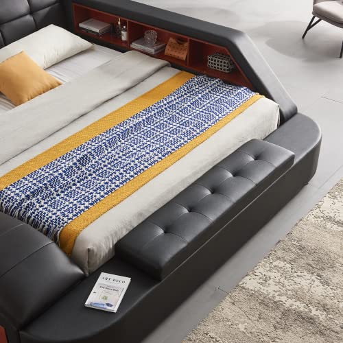 Modern Luxe Black Bed with Massage and Storage, view 7