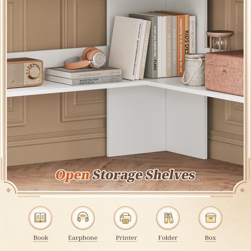Farmhouse Corner Desk for Small Space, White Small Computer Desk, view 4