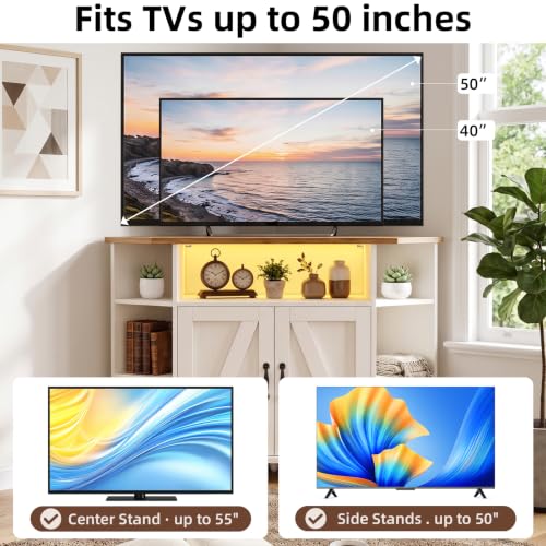 45" Corner TV Stand for 55-Inch TVs with Storage, White, view 5