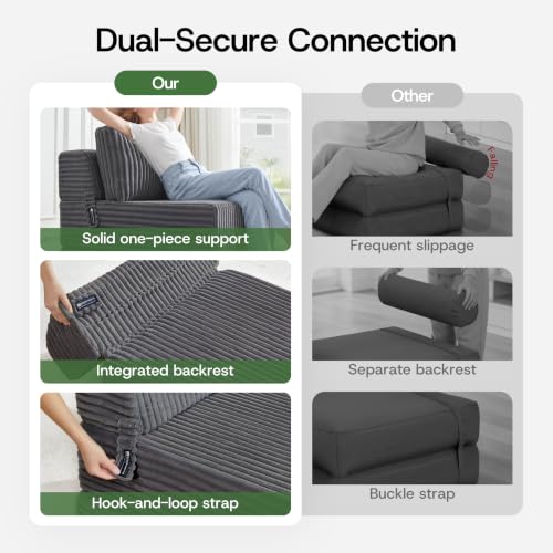 Folding Sofa Bed Convertible 4 in 1 Sleeper Chair Gray Single, view 6