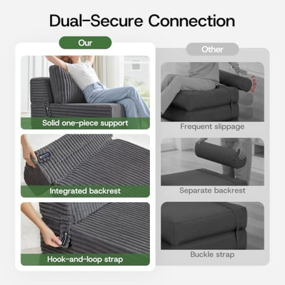 Folding Sofa Bed Convertible 4 in 1 Sleeper Chair Gray Single, view 6