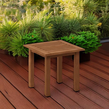 FG18506 Tioman Hardwood Patio Furniture Outdoor End Table, Natural